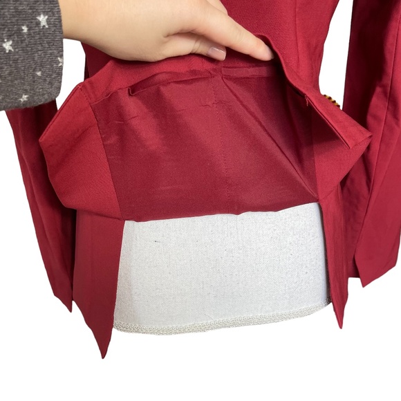 Theory Wool Blazer 4 Gabrielle Tailor Jacket Burgundy Red Single Button Plunging - Picture 15 of 16